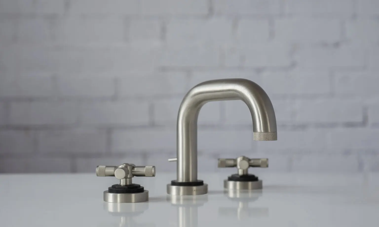A finished Landmark Industrial three hole basin tap at the end of the design process.