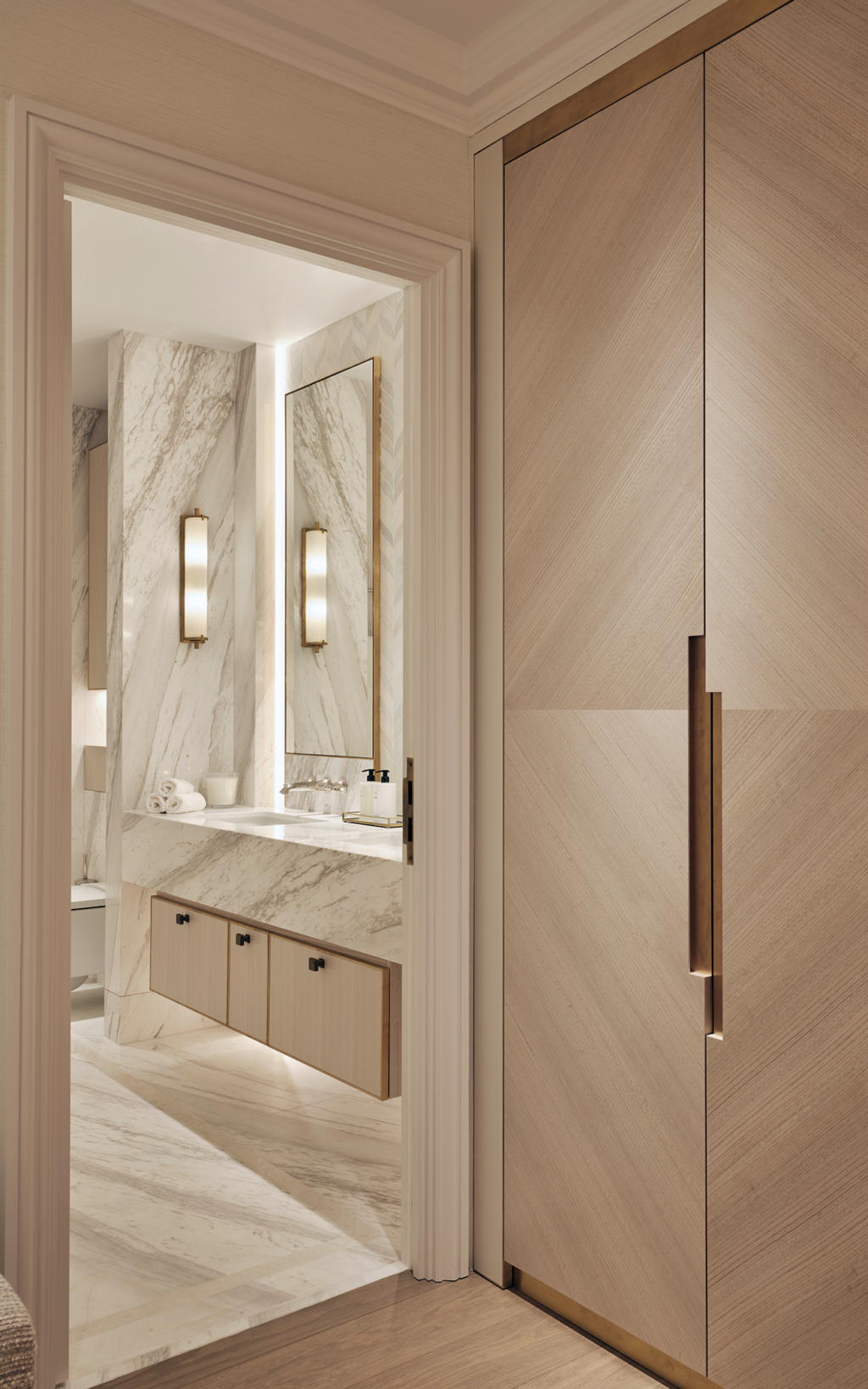 open plan marble bathroom