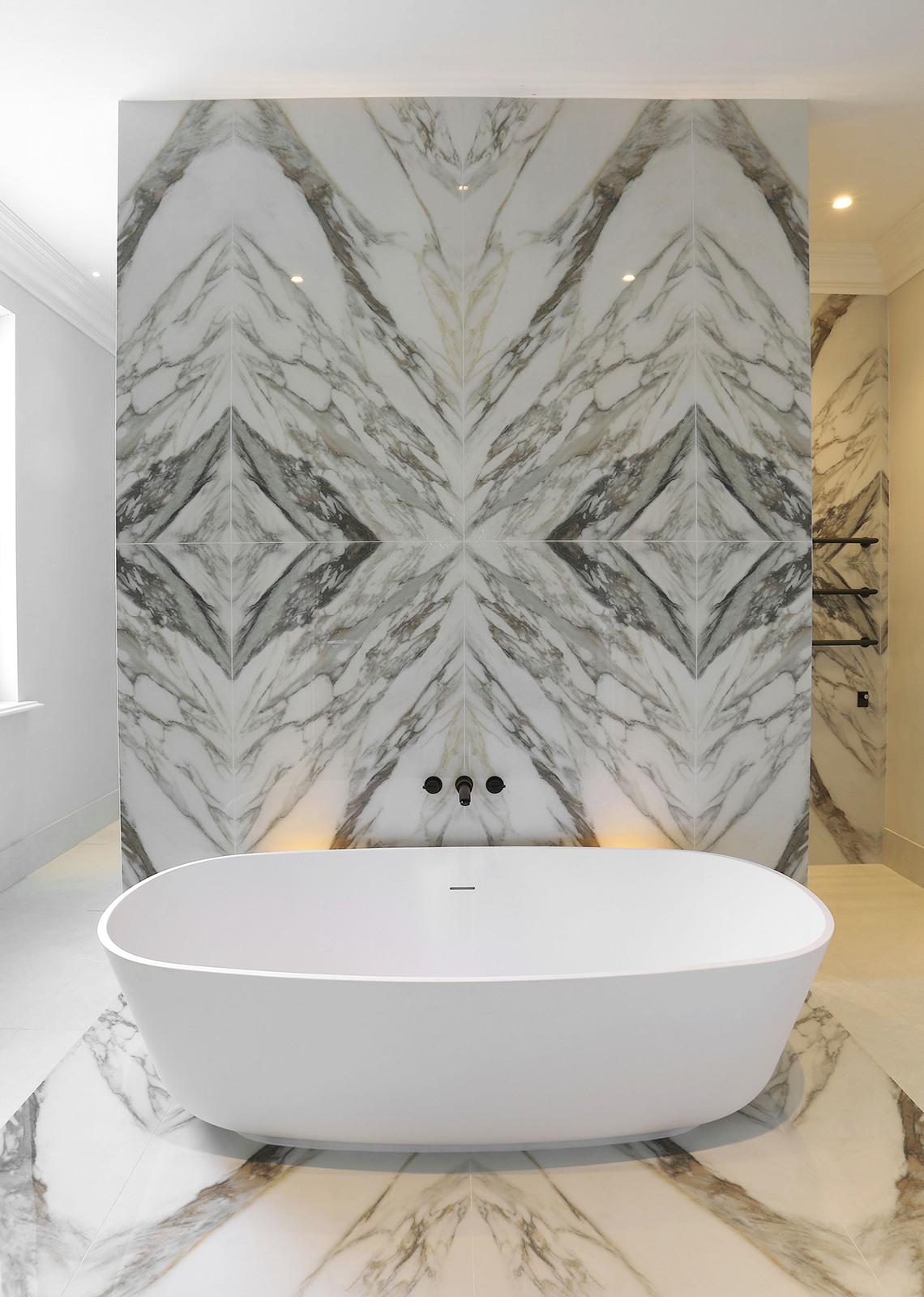 Samuel Heath Xenon wall mounted bath tap above freestanding bath