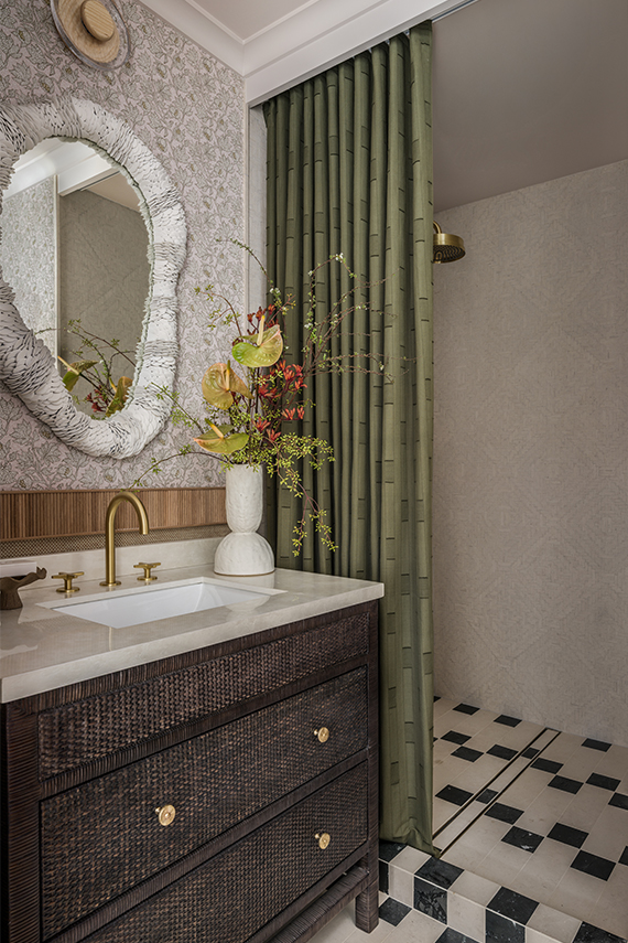 The Global Nest ensuite and shower with Classic Forme Basin Filler by Samuel Heath