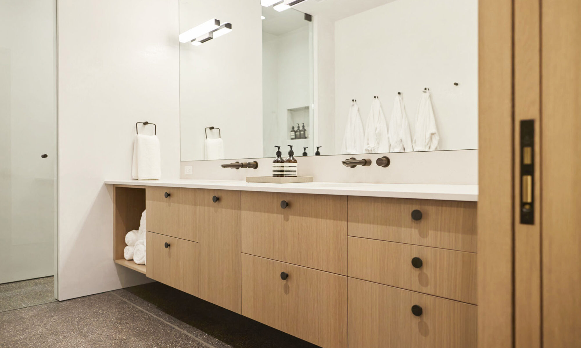 Spa bathroom with basin faucets by Samuel Heath