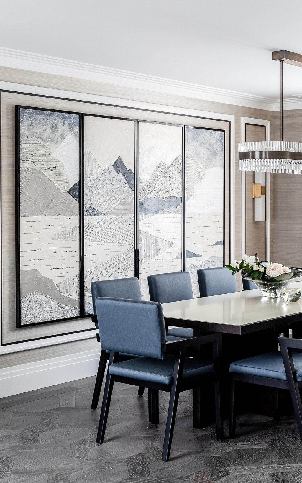 Elegant blue dining chairs